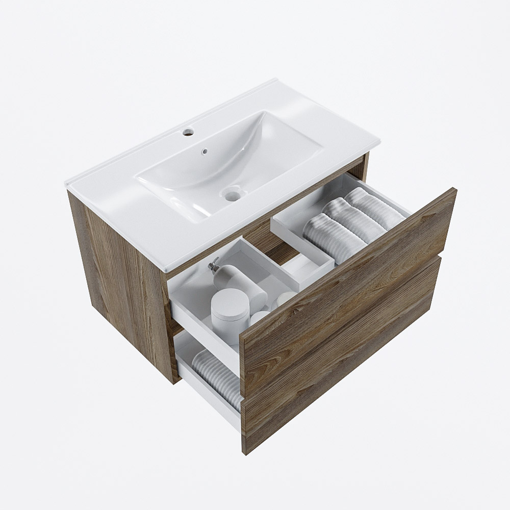 MONDIAZ VICA 80cm mueble de baño Dark Brown Grey 2 cajones. Lavabo DENIA Centro 1 orificio, color Blanco brillo. 7 MONDIAZ VICA 80cm mueble de baño Dark Brown Grey 2 cajones. Lavabo DENIA Centro 1 orificio, color Blanco brillo. - Imagen 7