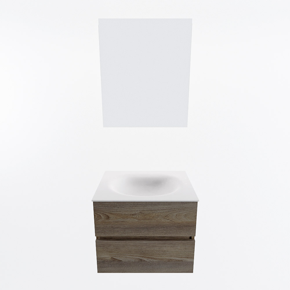MONDIAZ VICA 60cm mueble de baño Dark Brown Grey 2 cajones. Lavabo MOON Centro sin orificio color Talc con espejo LED. 5 MONDIAZ VICA 60cm mueble de baño Dark Brown Grey 2 cajones. Lavabo MOON Centro sin orificio color Talc con espejo LED. - Imagen 5