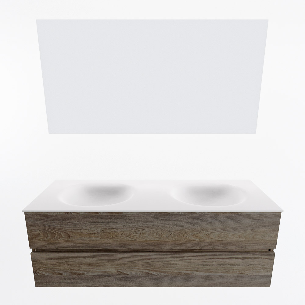 MONDIAZ VICA 140cm mueble de baño Dark Brown Grey 2 cajones. Lavabo MOON Doble 2 orificios color Talc con espejo LED. 5 MONDIAZ VICA 140cm mueble de baño Dark Brown Grey 2 cajones. Lavabo MOON Doble 2 orificios color Talc con espejo LED. - Imagen 5