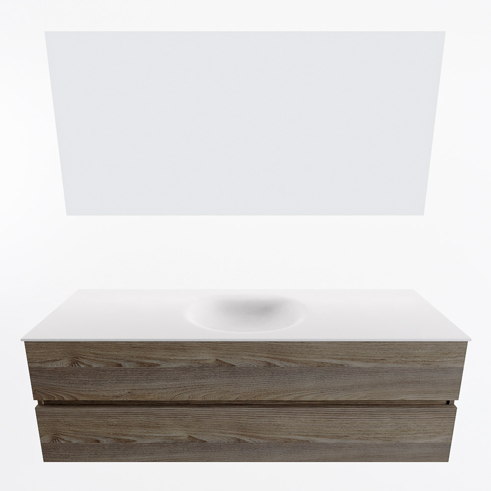 MONDIAZ VICA 150cm mueble de baño Dark Brown Grey 2 cajones. Lavabo MOON Centro sin orificio color Talc con espejo LED. 5 MONDIAZ VICA 150cm mueble de baño Dark Brown Grey 2 cajones. Lavabo MOON Centro sin orificio color Talc con espejo LED. - Imagen 5