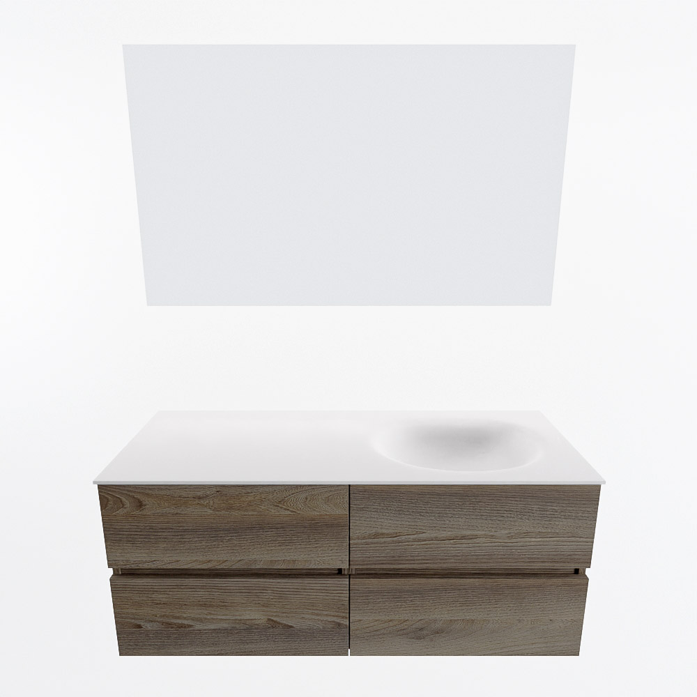 MONDIAZ VICA 120cm mueble de baño Dark Brown Grey 4 cajones. Lavabo MOON Derecho 1 orificio color Talc con espejo LED. 5 MONDIAZ VICA 120cm mueble de baño Dark Brown Grey 4 cajones. Lavabo MOON Derecho 1 orificio color Talc con espejo LED. - Imagen 5