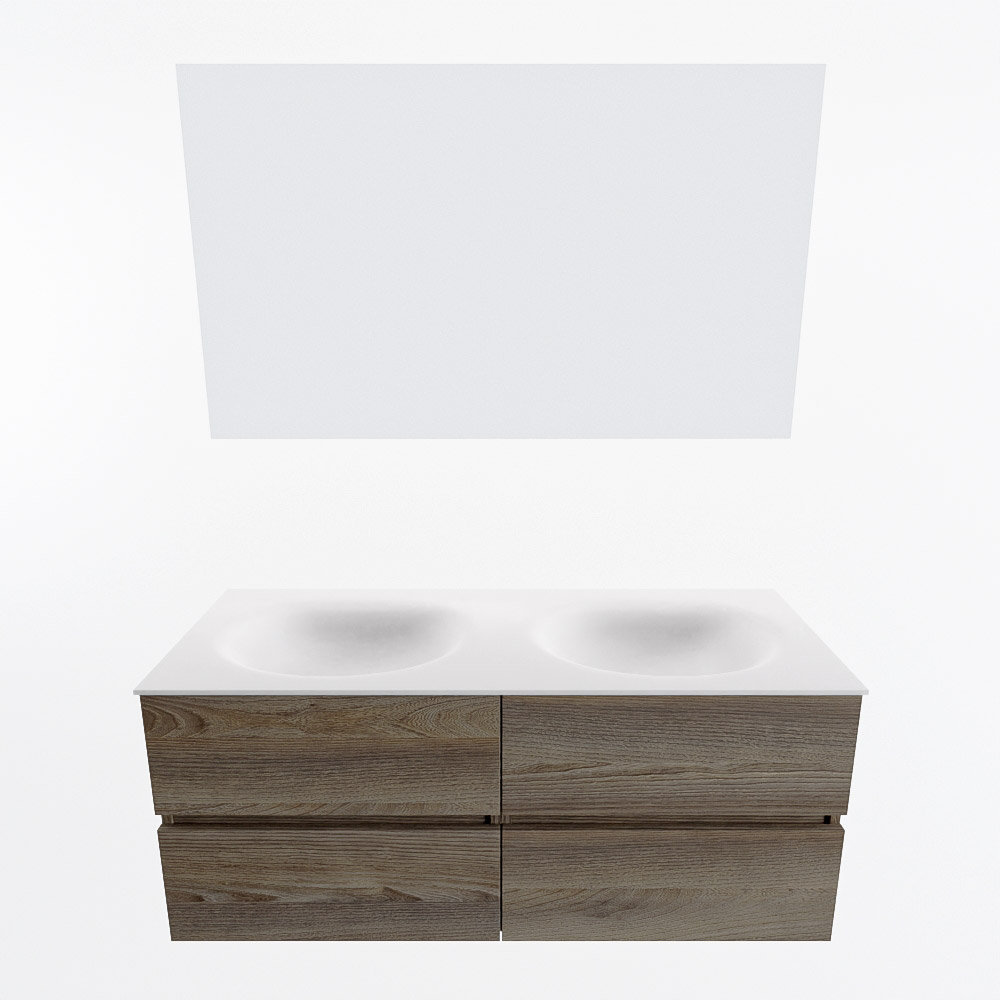 MONDIAZ VICA 120cm mueble de baño Dark Brown Grey 4 cajones. Lavabo MOON Doble sin orificio color Talc con espejo LED. 5 MONDIAZ VICA 120cm mueble de baño Dark Brown Grey 4 cajones. Lavabo MOON Doble sin orificio color Talc con espejo LED. - Imagen 5