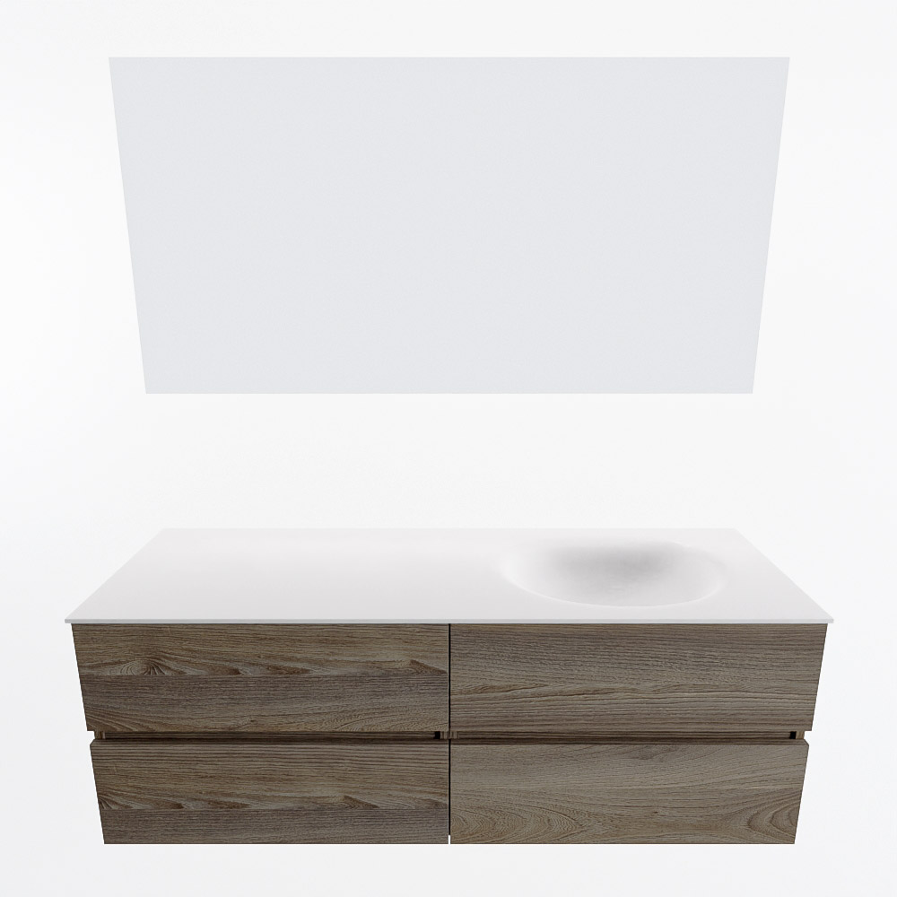 MONDIAZ VICA 140cm mueble de baño Dark Brown Grey 4 cajones. Lavabo MOON Derecho sin orificio color Talc con espejo LED. 5 MONDIAZ VICA 140cm mueble de baño Dark Brown Grey 4 cajones. Lavabo MOON Derecho sin orificio color Talc con espejo LED. - Imagen 5