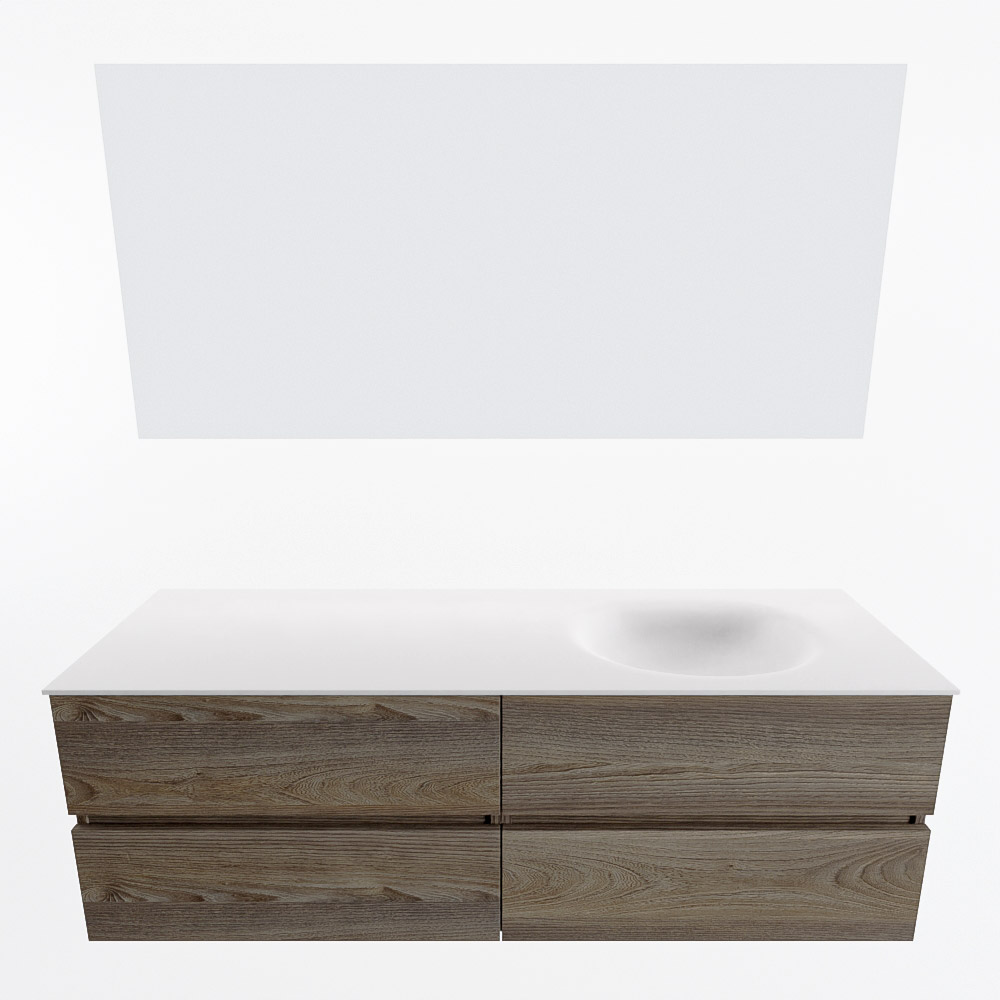 MONDIAZ VICA 150cm mueble de baño Dark Brown Grey 4 cajones. Lavabo MOON Derecho sin orificio color Talc con espejo LED. 5 MONDIAZ VICA 150cm mueble de baño Dark Brown Grey 4 cajones. Lavabo MOON Derecho sin orificio color Talc con espejo LED. - Imagen 5