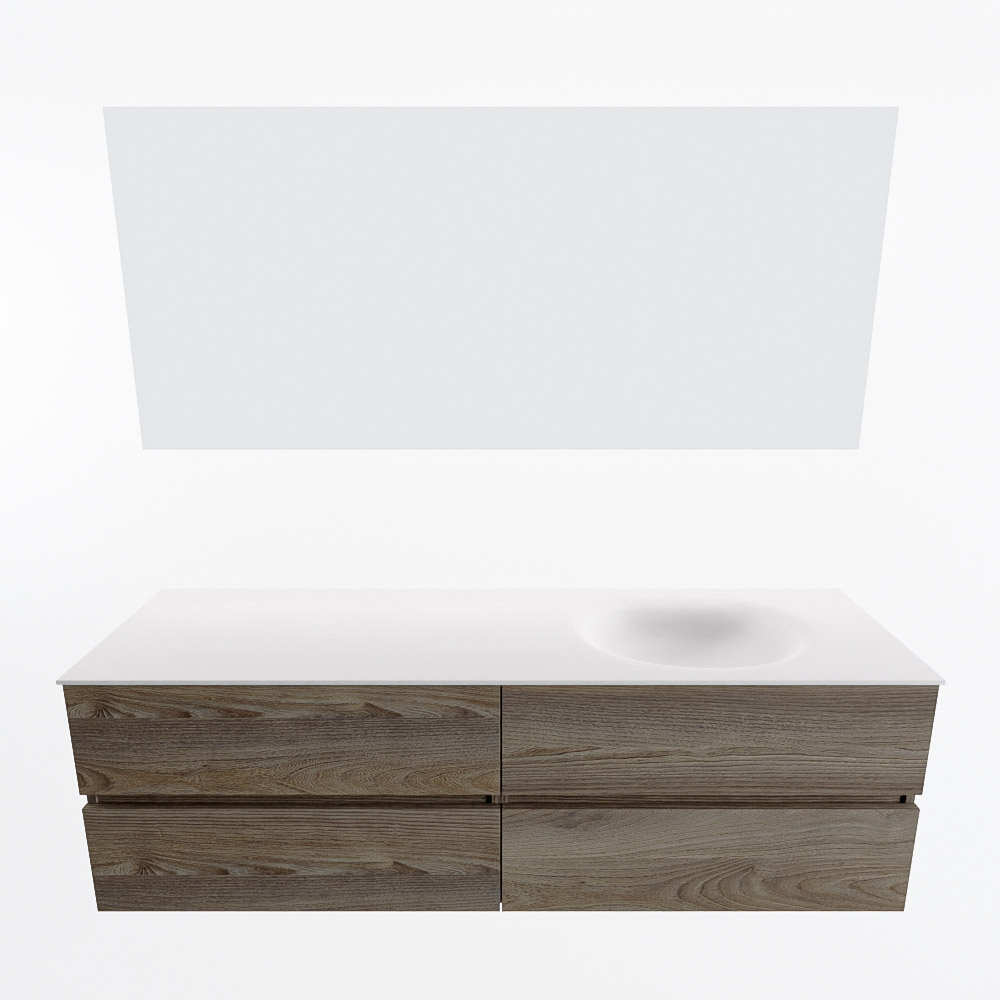 MONDIAZ VICA 160cm mueble de baño Dark Brown Grey 4 cajones. Lavabo MOON Derecho 1 orificio color Talc con espejo LED. 5 MONDIAZ VICA 160cm mueble de baño Dark Brown Grey 4 cajones. Lavabo MOON Derecho 1 orificio color Talc con espejo LED. - Imagen 5