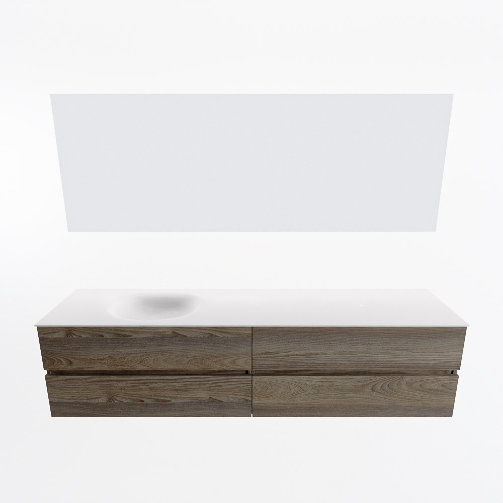 MONDIAZ VICA 200cm mueble de baño Dark Brown Grey 4 cajones. Lavabo MOON Izquierda 1 orificio color Talc con espejo LED. 5 MONDIAZ VICA 200cm mueble de baño Dark Brown Grey 4 cajones. Lavabo MOON Izquierda 1 orificio color Talc con espejo LED. - Imagen 5