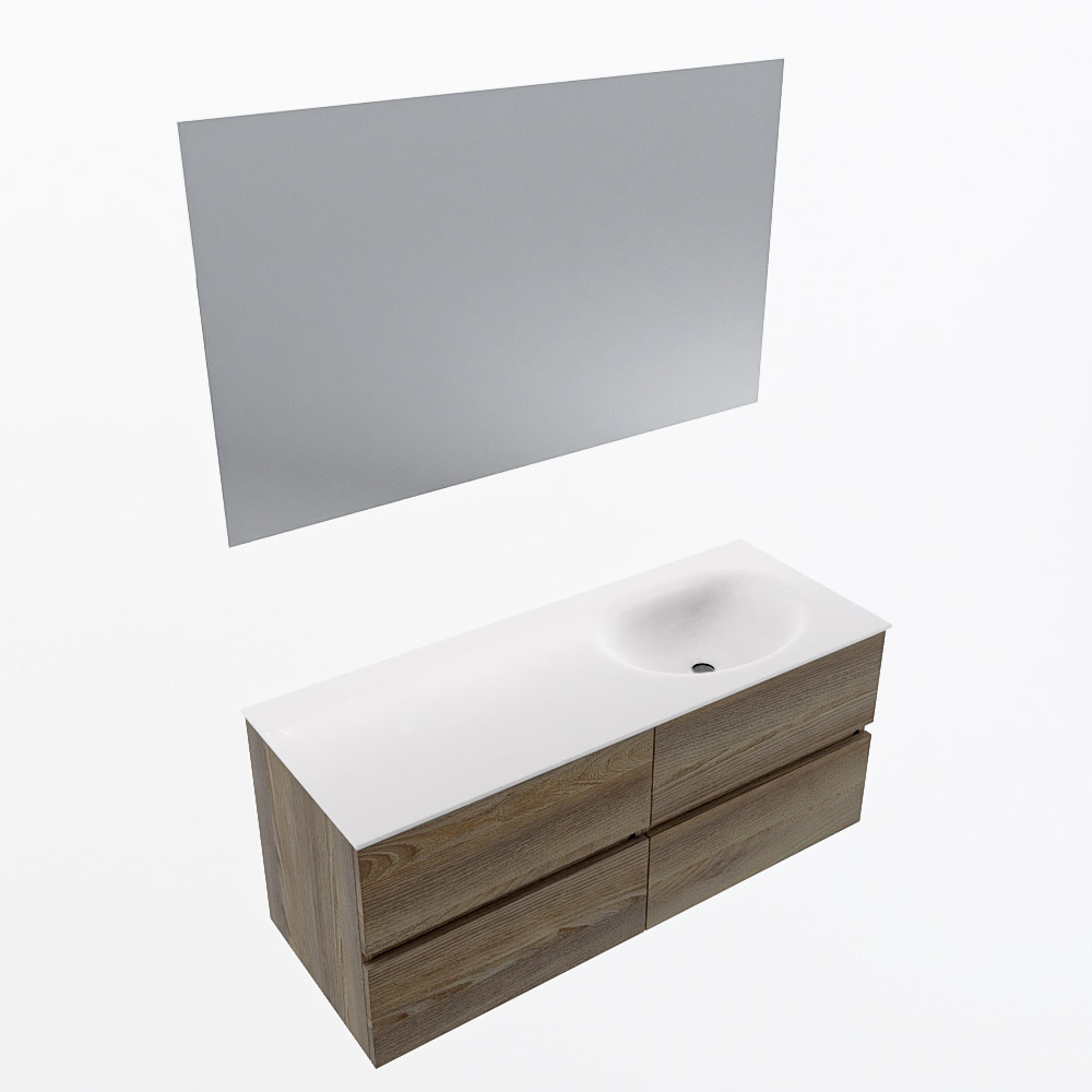 MONDIAZ VICA 120cm mueble de baño Dark Brown Grey 4 cajones. Lavabo MOON Derecho 1 orificio color Talc con espejo LED. 6 MONDIAZ VICA 120cm mueble de baño Dark Brown Grey 4 cajones. Lavabo MOON Derecho 1 orificio color Talc con espejo LED. - Imagen 6