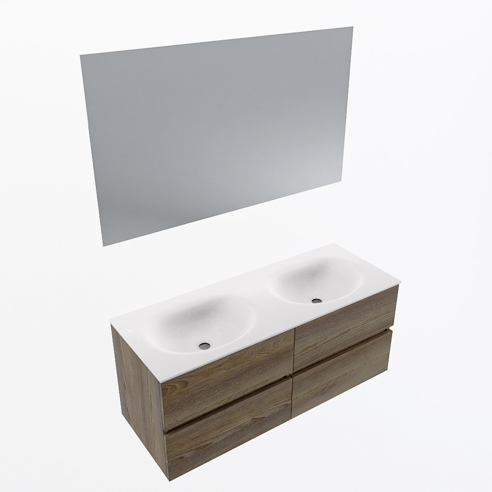 MONDIAZ VICA 120cm mueble de baño Dark Brown Grey 4 cajones. Lavabo MOON Doble sin orificio color Talc con espejo LED. 6 MONDIAZ VICA 120cm mueble de baño Dark Brown Grey 4 cajones. Lavabo MOON Doble sin orificio color Talc con espejo LED. - Imagen 6