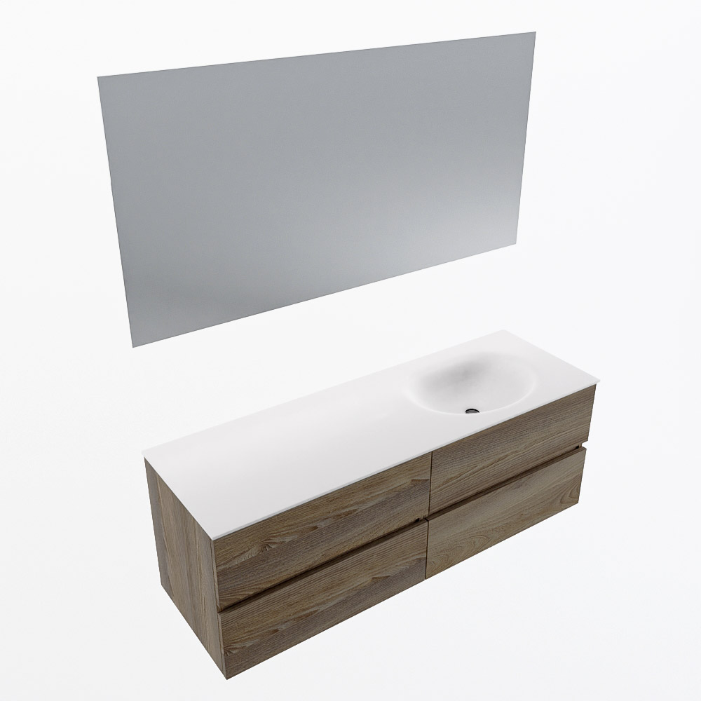 MONDIAZ VICA 140cm mueble de baño Dark Brown Grey 4 cajones. Lavabo MOON Derecho sin orificio color Talc con espejo LED. 6 MONDIAZ VICA 140cm mueble de baño Dark Brown Grey 4 cajones. Lavabo MOON Derecho sin orificio color Talc con espejo LED. - Imagen 6