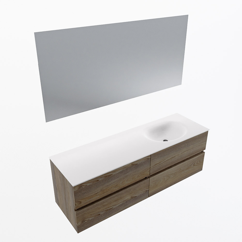 MONDIAZ VICA 150cm mueble de baño Dark Brown Grey 4 cajones. Lavabo MOON Derecho sin orificio color Talc con espejo LED. 6 MONDIAZ VICA 150cm mueble de baño Dark Brown Grey 4 cajones. Lavabo MOON Derecho sin orificio color Talc con espejo LED. - Imagen 6
