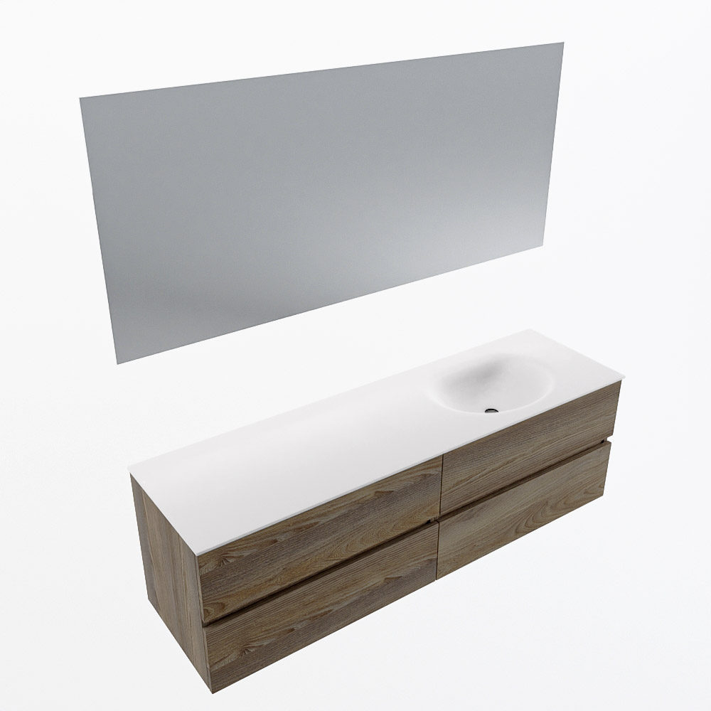 MONDIAZ VICA 160cm mueble de baño Dark Brown Grey 4 cajones. Lavabo MOON Derecho 1 orificio color Talc con espejo LED. 6 MONDIAZ VICA 160cm mueble de baño Dark Brown Grey 4 cajones. Lavabo MOON Derecho 1 orificio color Talc con espejo LED. - Imagen 6