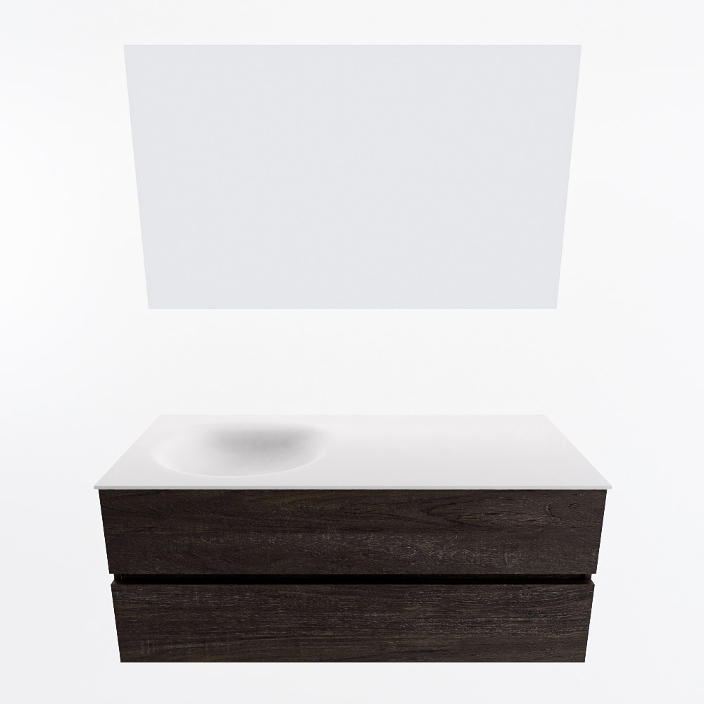 MONDIAZ VICA 120cm mueble de baño Dark Brown 2 cajones. Lavabo MOON Izquierda 1 orificio color Talc con espejo LED. 5 MONDIAZ VICA 120cm mueble de baño Dark Brown 2 cajones. Lavabo MOON Izquierda 1 orificio color Talc con espejo LED. - Imagen 5