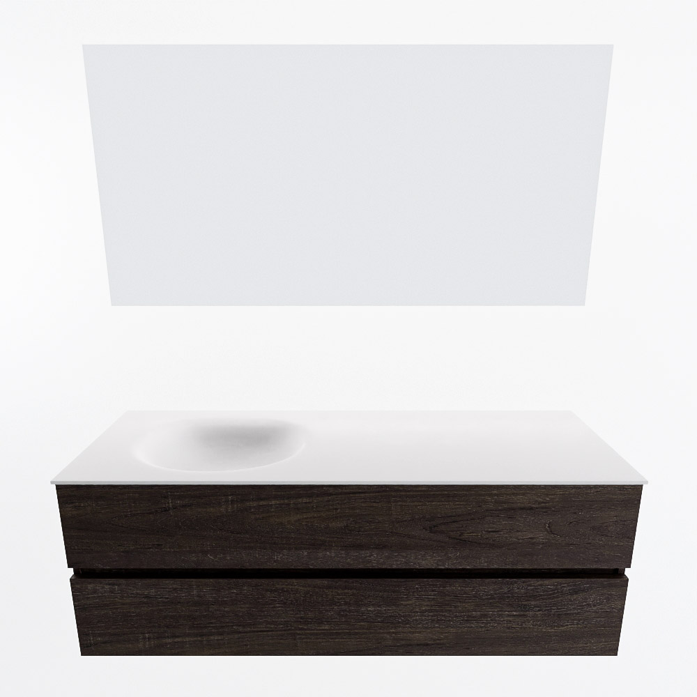 MONDIAZ VICA 140cm mueble de baño Dark Brown 2 cajones. Lavabo MOON Izquierda sin orificio color Talc con espejo LED. 5 MONDIAZ VICA 140cm mueble de baño Dark Brown 2 cajones. Lavabo MOON Izquierda sin orificio color Talc con espejo LED. - Imagen 5