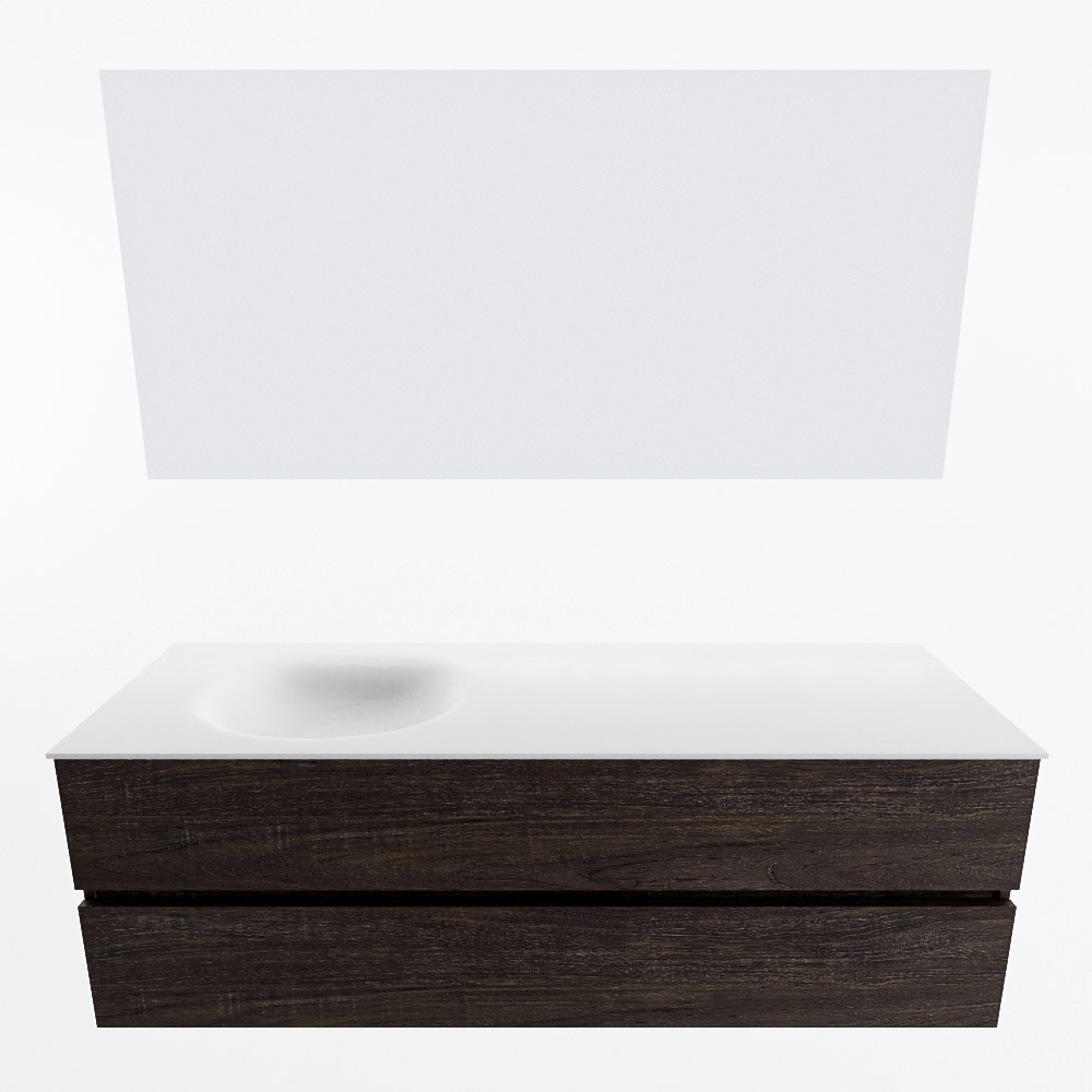 MONDIAZ VICA 150cm mueble de baño Dark Brown 2 cajones. Lavabo MOON Izquierda sin orificio color Talc con espejo LED. 5 MONDIAZ VICA 150cm mueble de baño Dark Brown 2 cajones. Lavabo MOON Izquierda sin orificio color Talc con espejo LED. - Imagen 5