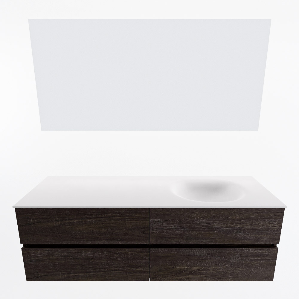 MONDIAZ VICA 150cm mueble de baño Dark Brown 4 cajones. Lavabo MOON Derecho sin orificio color Talc con espejo LED. 5 MONDIAZ VICA 150cm mueble de baño Dark Brown 4 cajones. Lavabo MOON Derecho sin orificio color Talc con espejo LED. - Imagen 5