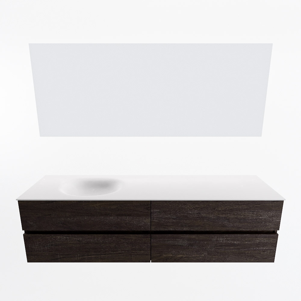 MONDIAZ VICA 180cm mueble de baño Dark Brown 4 cajones. Lavabo MOON Izquierda 1 orificio color Talc con espejo LED. 5 MONDIAZ VICA 180cm mueble de baño Dark Brown 4 cajones. Lavabo MOON Izquierda 1 orificio color Talc con espejo LED. - Imagen 5