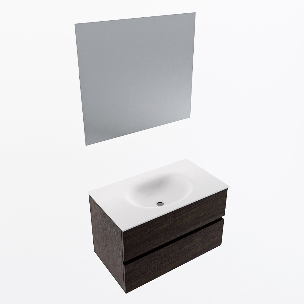 MONDIAZ VICA 80cm mueble de baño Dark Brown 2 cajones. Lavabo MOON Centro 1 orificio color Talc con espejo LED. 6 MONDIAZ VICA 80cm mueble de baño Dark Brown 2 cajones. Lavabo MOON Centro 1 orificio color Talc con espejo LED. - Imagen 6