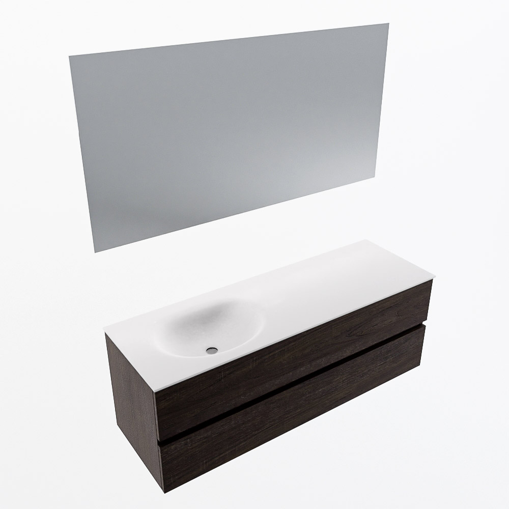 MONDIAZ VICA 140cm mueble de baño Dark Brown 2 cajones. Lavabo MOON Izquierda sin orificio color Talc con espejo LED. 6 MONDIAZ VICA 140cm mueble de baño Dark Brown 2 cajones. Lavabo MOON Izquierda sin orificio color Talc con espejo LED. - Imagen 6