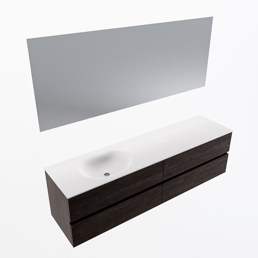 MONDIAZ VICA 180cm mueble de baño Dark Brown 4 cajones. Lavabo MOON Izquierda 1 orificio color Talc con espejo LED. 6 MONDIAZ VICA 180cm mueble de baño Dark Brown 4 cajones. Lavabo MOON Izquierda 1 orificio color Talc con espejo LED. - Imagen 6