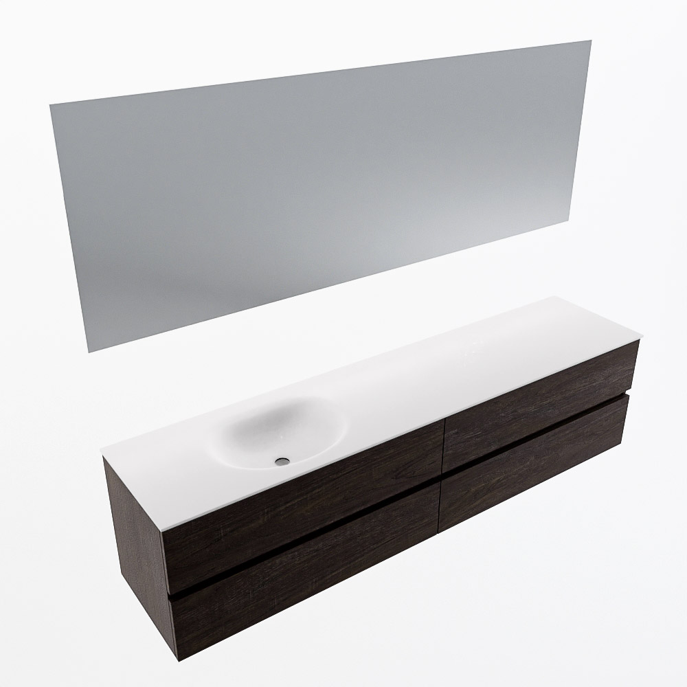 MONDIAZ VICA 200cm mueble de baño Dark Brown 4 cajones. Lavabo MOON Izquierda 1 orificio color Talc con espejo LED. 6 MONDIAZ VICA 200cm mueble de baño Dark Brown 4 cajones. Lavabo MOON Izquierda 1 orificio color Talc con espejo LED. - Imagen 6