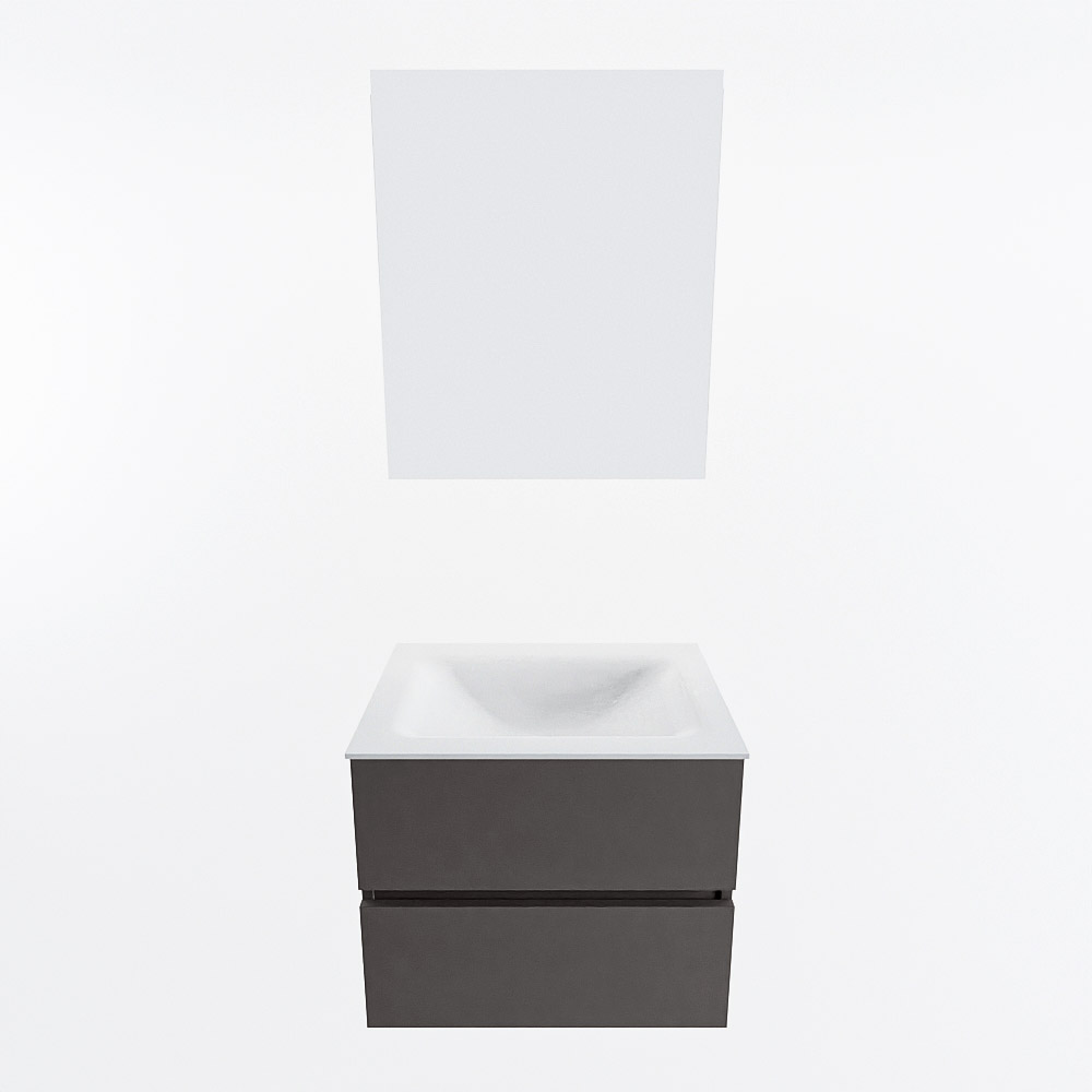 MONDIAZ VICA 60cm mueble de baño Dark Grey 2 cajones. Lavabo CLOUD Centro sin orificio color Talc con espejo LED. 5 MONDIAZ VICA 60cm mueble de baño Dark Grey 2 cajones. Lavabo CLOUD Centro sin orificio color Talc con espejo LED. - Imagen 5