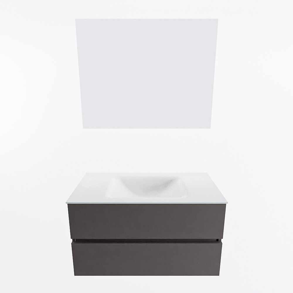 MONDIAZ VICA 90cm mueble de baño Dark Grey 2 cajones. Lavabo CLOUD Centro 1 orificio color Talc con espejo LED. 5 MONDIAZ VICA 90cm mueble de baño Dark Grey 2 cajones. Lavabo CLOUD Centro 1 orificio color Talc con espejo LED. - Imagen 5