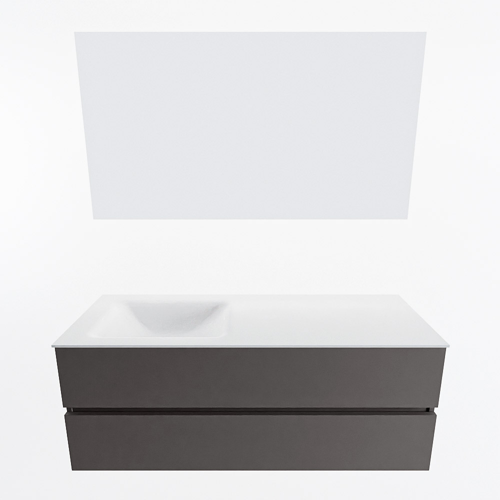 MONDIAZ VICA 130cm mueble de baño Dark Grey 2 cajones. Lavabo CLOUD Izquierda sin orificio color Talc con espejo LED. 4 MONDIAZ VICA 130cm mueble de baño Dark Grey 2 cajones. Lavabo CLOUD Izquierda sin orificio color Talc con espejo LED. - Imagen 5