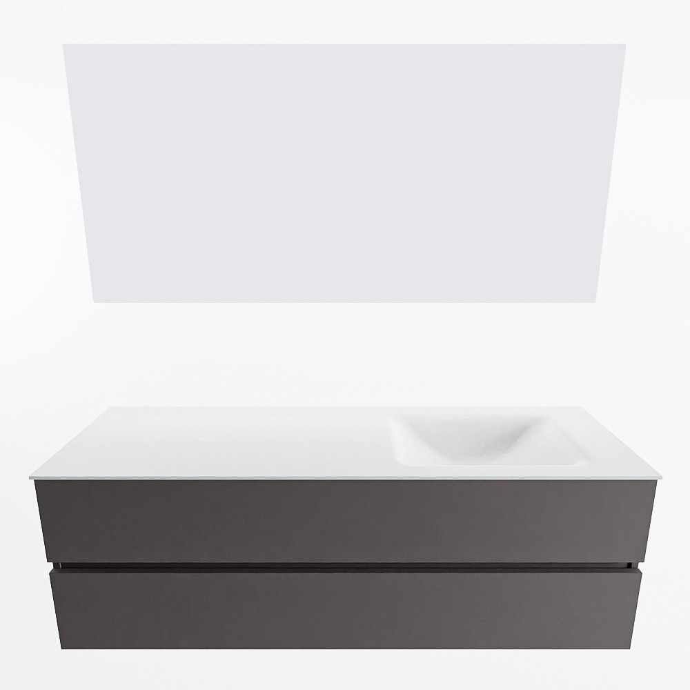 MONDIAZ VICA 150cm mueble de baño Dark Grey 2 cajones. Lavabo CLOUD Derecho 1 orificio color Talc con espejo LED. 5 MONDIAZ VICA 150cm mueble de baño Dark Grey 2 cajones. Lavabo CLOUD Derecho 1 orificio color Talc con espejo LED. - Imagen 5