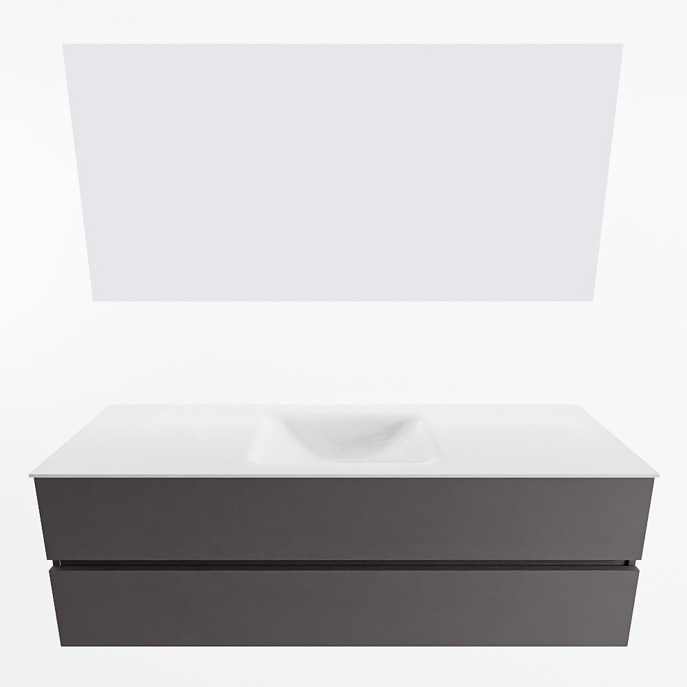MONDIAZ VICA 150cm mueble de baño Dark Grey 2 cajones. Lavabo CLOUD Centro sin orificio color Talc con espejo LED. 5 MONDIAZ VICA 150cm mueble de baño Dark Grey 2 cajones. Lavabo CLOUD Centro sin orificio color Talc con espejo LED. - Imagen 5