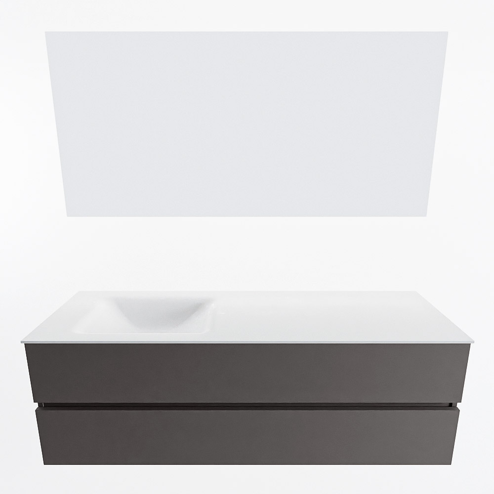 MONDIAZ VICA 150cm mueble de baño Dark Grey 2 cajones. Lavabo CLOUD Izquierda sin orificio color Talc con espejo LED. 5 MONDIAZ VICA 150cm mueble de baño Dark Grey 2 cajones. Lavabo CLOUD Izquierda sin orificio color Talc con espejo LED. - Imagen 5