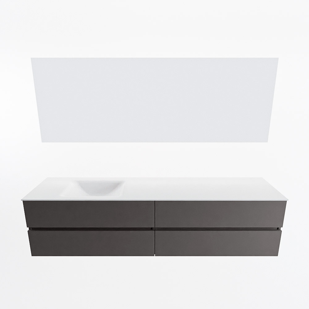 MONDIAZ VICA 200cm mueble de baño Dark Grey 4 cajones. Lavabo CLOUD Izquierda 1 orificio color Talc con espejo LED. 5 MONDIAZ VICA 200cm mueble de baño Dark Grey 4 cajones. Lavabo CLOUD Izquierda 1 orificio color Talc con espejo LED. - Imagen 5