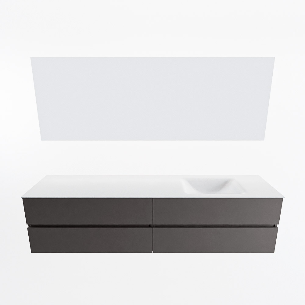 MONDIAZ VICA 200cm mueble de baño Dark Grey 4 cajones. Lavabo CLOUD Derecho 1 orificio color Talc con espejo LED. 5 MONDIAZ VICA 200cm mueble de baño Dark Grey 4 cajones. Lavabo CLOUD Derecho 1 orificio color Talc con espejo LED. - Imagen 5