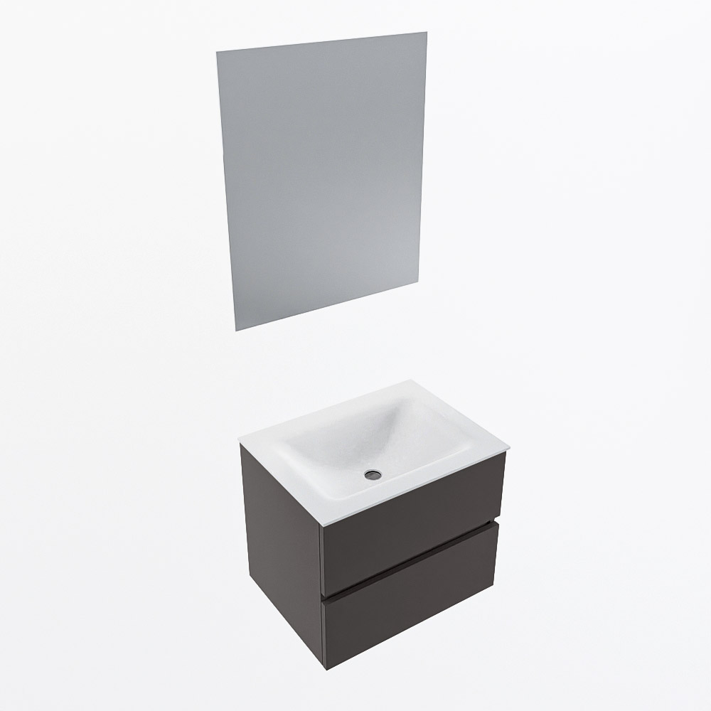 MONDIAZ VICA 60cm mueble de baño Dark Grey 2 cajones. Lavabo CLOUD Centro sin orificio color Talc con espejo LED. 6 MONDIAZ VICA 60cm mueble de baño Dark Grey 2 cajones. Lavabo CLOUD Centro sin orificio color Talc con espejo LED. - Imagen 6