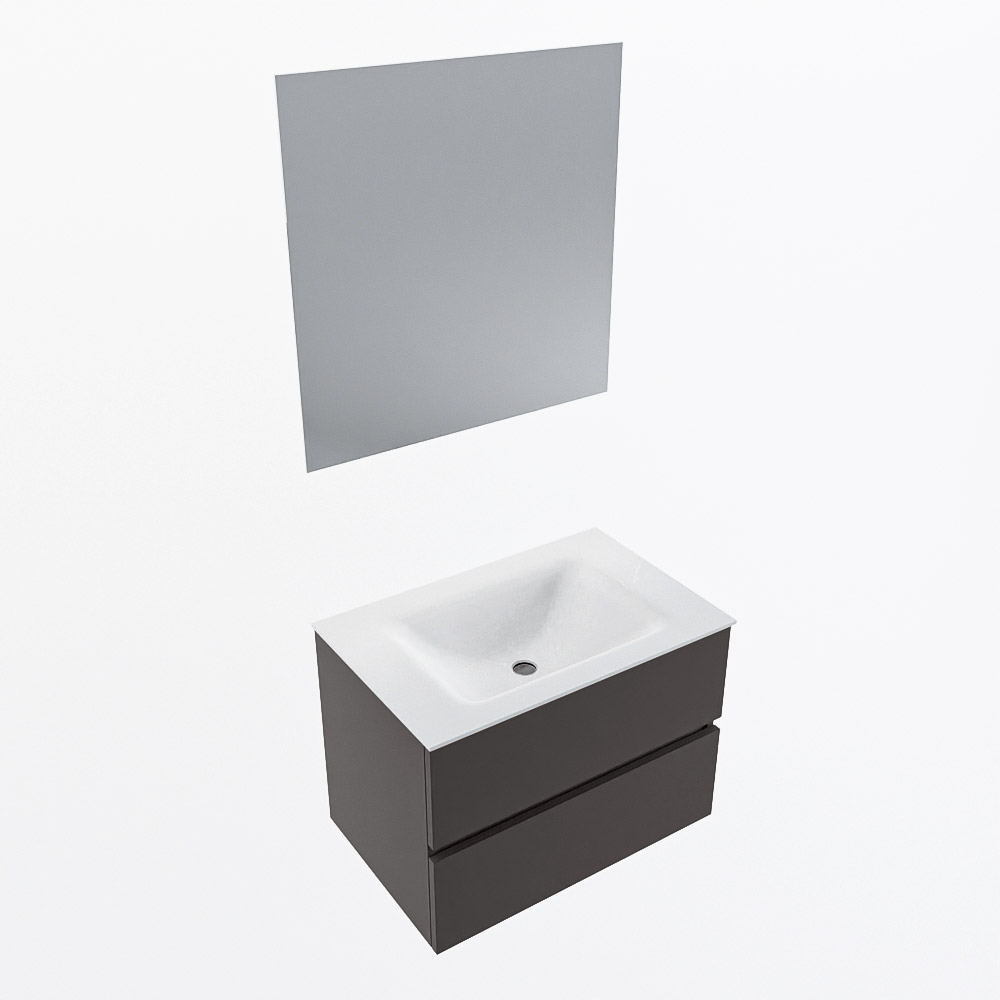 MONDIAZ VICA 70cm mueble de baño Dark Grey 2 cajones. Lavabo CLOUD Centro 1 orificio color Talc con espejo LED. 6 MONDIAZ VICA 70cm mueble de baño Dark Grey 2 cajones. Lavabo CLOUD Centro 1 orificio color Talc con espejo LED. - Imagen 6