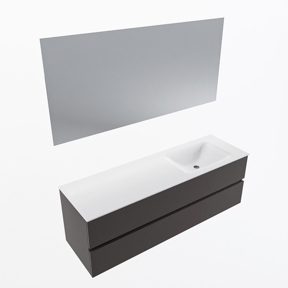 MONDIAZ VICA 150cm mueble de baño Dark Grey 2 cajones. Lavabo CLOUD Derecho 1 orificio color Talc con espejo LED. 6 MONDIAZ VICA 150cm mueble de baño Dark Grey 2 cajones. Lavabo CLOUD Derecho 1 orificio color Talc con espejo LED. - Imagen 6