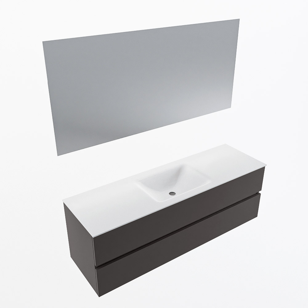 MONDIAZ VICA 150cm mueble de baño Dark Grey 2 cajones. Lavabo CLOUD Centro sin orificio color Talc con espejo LED. 6 MONDIAZ VICA 150cm mueble de baño Dark Grey 2 cajones. Lavabo CLOUD Centro sin orificio color Talc con espejo LED. - Imagen 6
