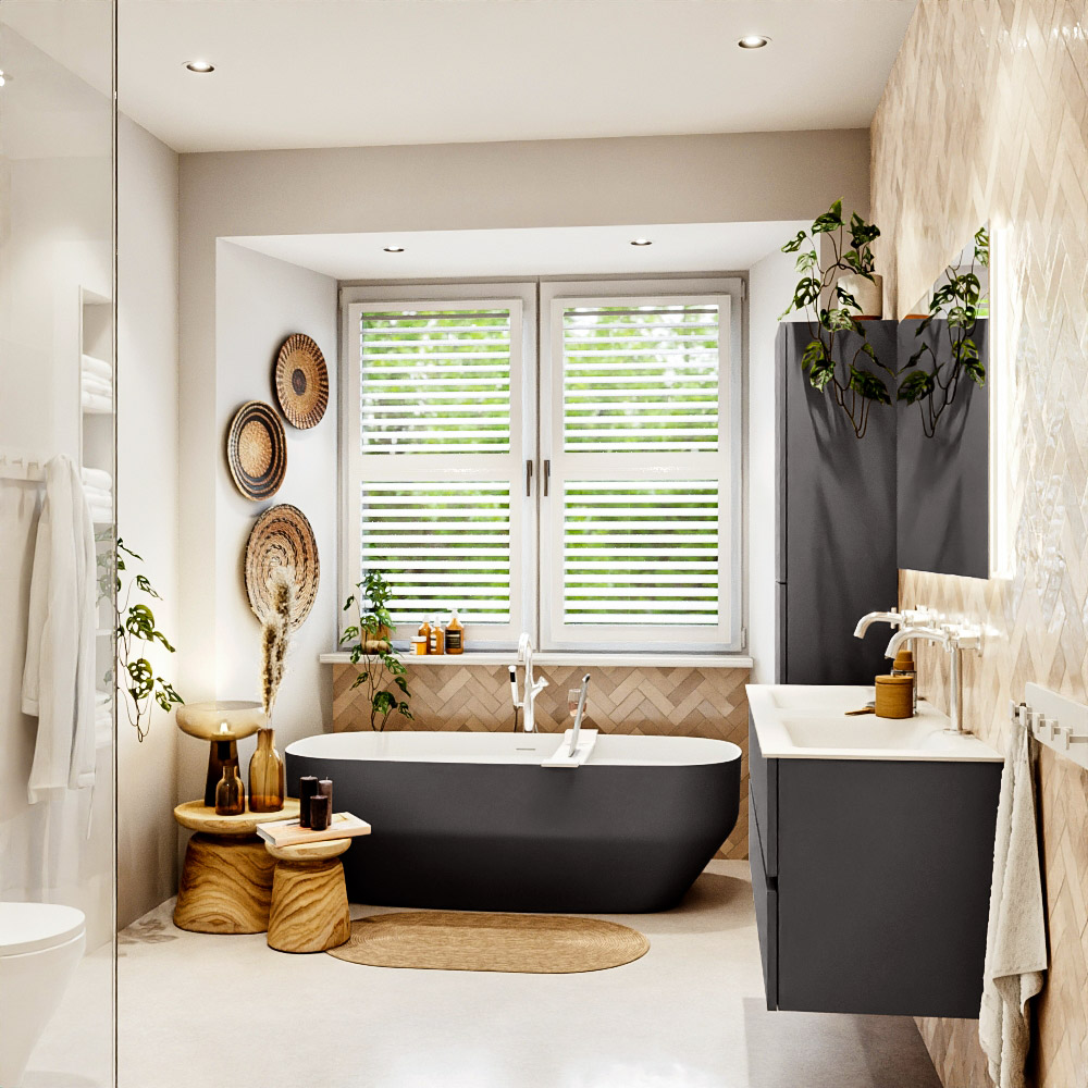 MONDIAZ VICA 130cm mueble de baño Dark Grey 4 cajones. Lavabo CLOUD Doble 2 orificios color Talc con espejo LED. 3 MONDIAZ VICA 130cm mueble de baño Dark Grey 4 cajones. Lavabo CLOUD Doble 2 orificios color Talc con espejo LED. - Imagen 3