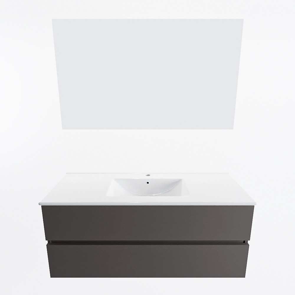 MONDIAZ VICA 120cm mueble de baño Dark Grey 2 cajones. Lavabo DENIA Centro 1 orificio color Blanco brillo con espejo LED. 5 MONDIAZ VICA 120cm mueble de baño Dark Grey 2 cajones. Lavabo DENIA Centro 1 orificio color Blanco brillo con espejo LED. - Imagen 5