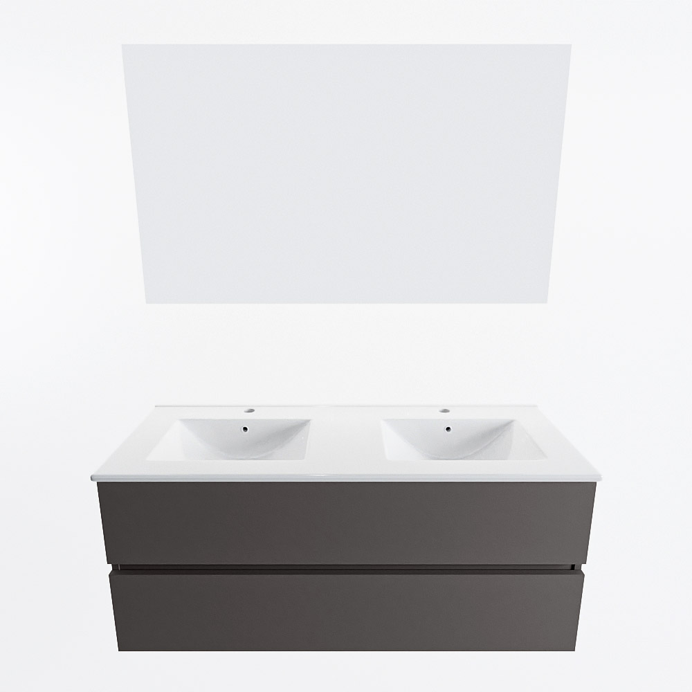 MONDIAZ VICA 120cm mueble de baño Dark Grey 2 cajones. Lavabo DENIA Doble 2 orificios color Blanco brillo con espejo LED. 5 MONDIAZ VICA 120cm mueble de baño Dark Grey 2 cajones. Lavabo DENIA Doble 2 orificios color Blanco brillo con espejo LED. - Imagen 5