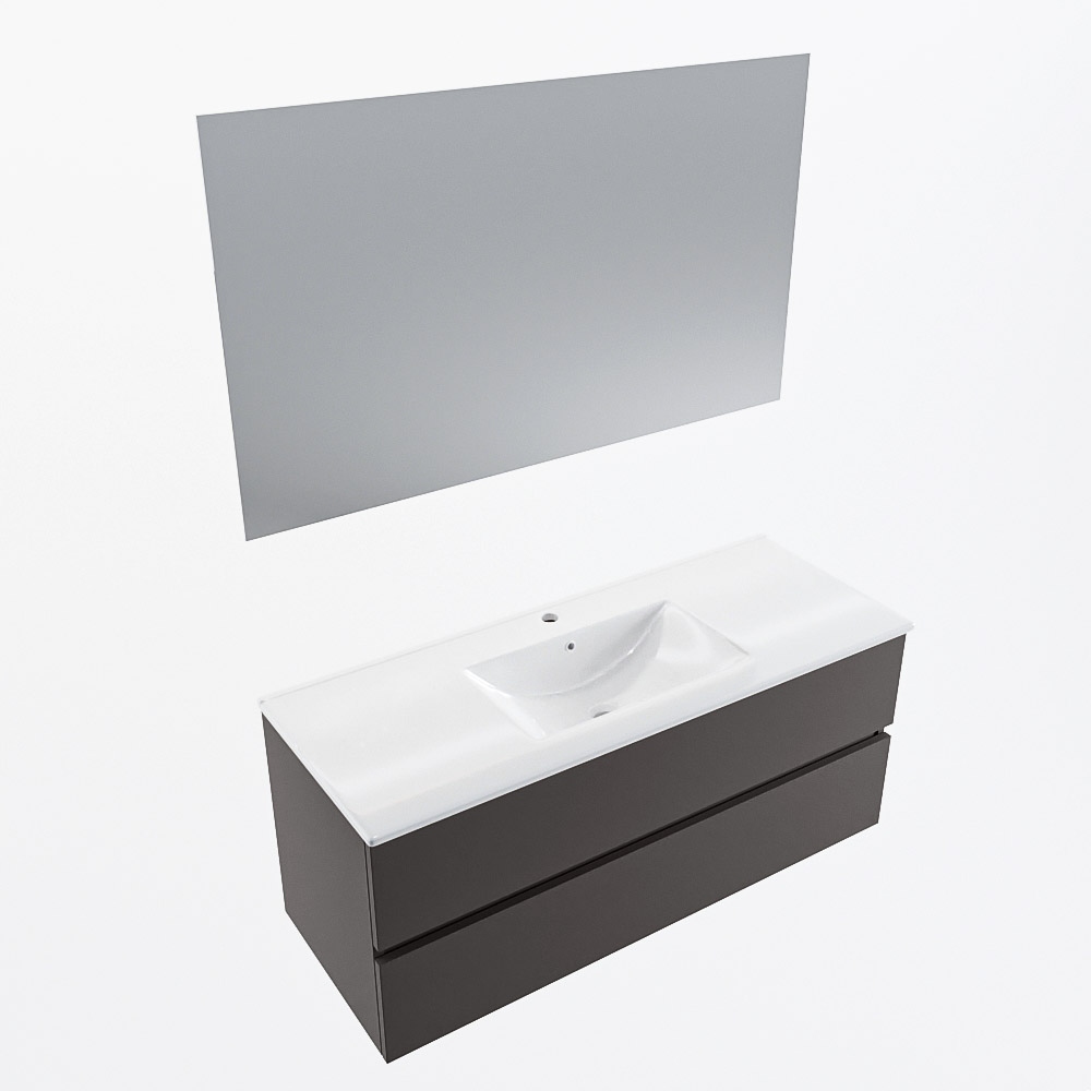 MONDIAZ VICA 120cm mueble de baño Dark Grey 2 cajones. Lavabo DENIA Centro 1 orificio color Blanco brillo con espejo LED. 6 MONDIAZ VICA 120cm mueble de baño Dark Grey 2 cajones. Lavabo DENIA Centro 1 orificio color Blanco brillo con espejo LED. - Imagen 6