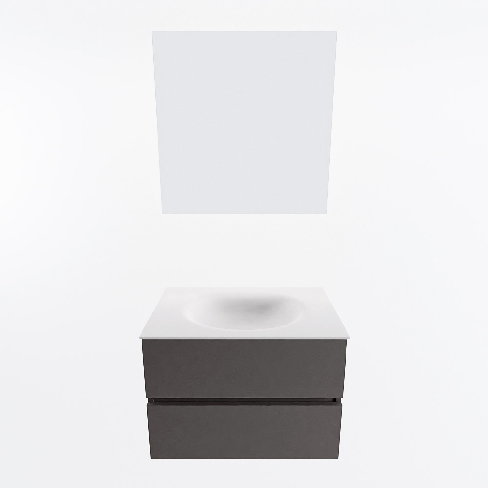 MONDIAZ VICA 70cm mueble de baño Dark Grey 2 cajones. Lavabo MOON Centro sin orificio color Talc con espejo LED. 5 MONDIAZ VICA 70cm mueble de baño Dark Grey 2 cajones. Lavabo MOON Centro sin orificio color Talc con espejo LED. - Imagen 5