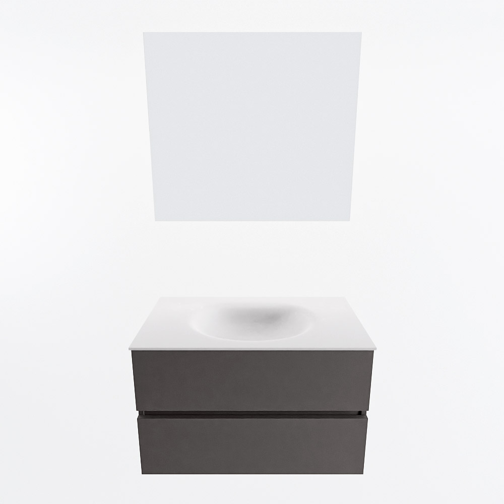 MONDIAZ VICA 80cm mueble de baño Dark Grey 2 cajones. Lavabo MOON Centro 1 orificio color Talc con espejo LED. 5 MONDIAZ VICA 80cm mueble de baño Dark Grey 2 cajones. Lavabo MOON Centro 1 orificio color Talc con espejo LED. - Imagen 5