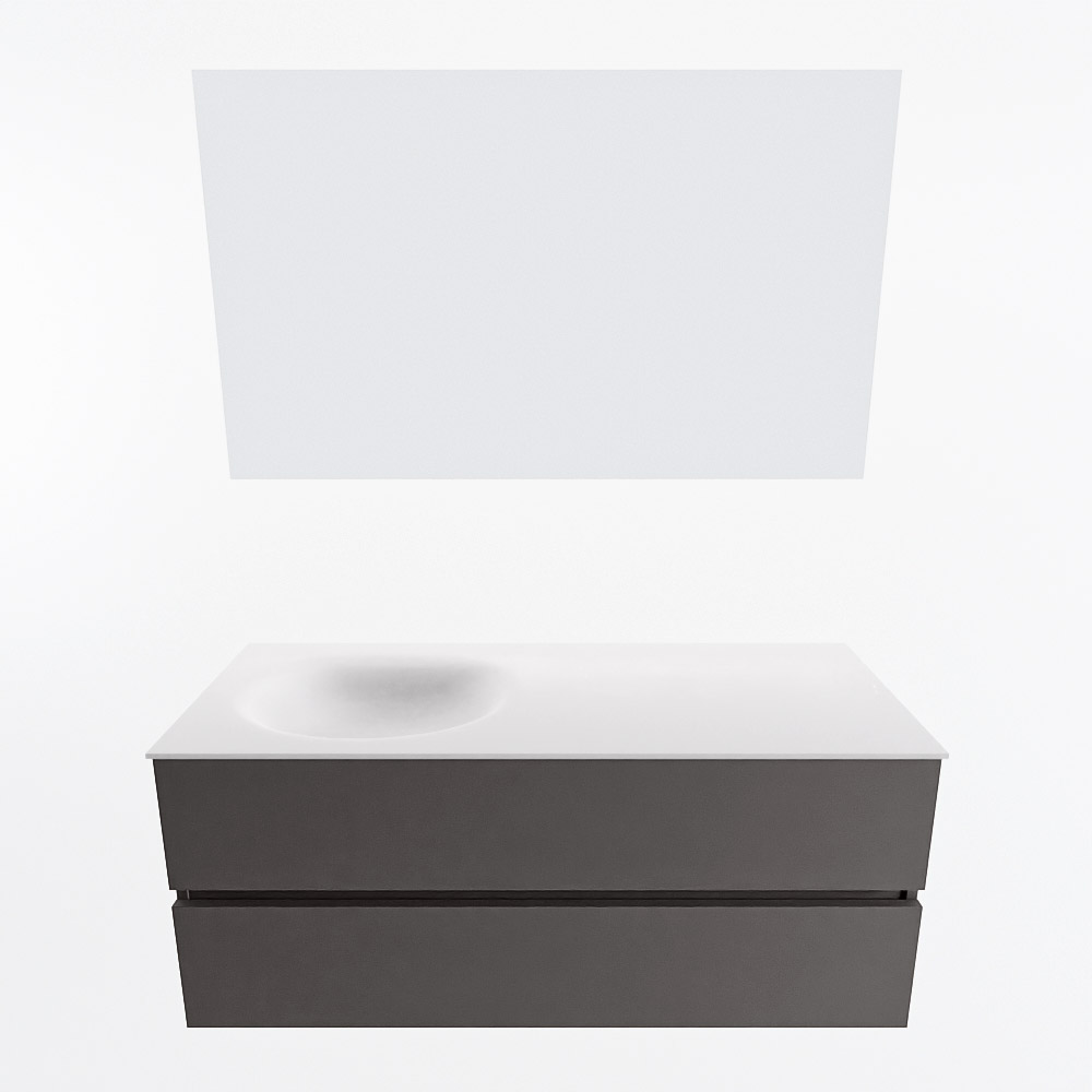 MONDIAZ VICA 120cm mueble de baño Dark Grey 2 cajones. Lavabo MOON Izquierda sin orificio color Talc con espejo LED. 5 MONDIAZ VICA 120cm mueble de baño Dark Grey 2 cajones. Lavabo MOON Izquierda sin orificio color Talc con espejo LED. - Imagen 5
