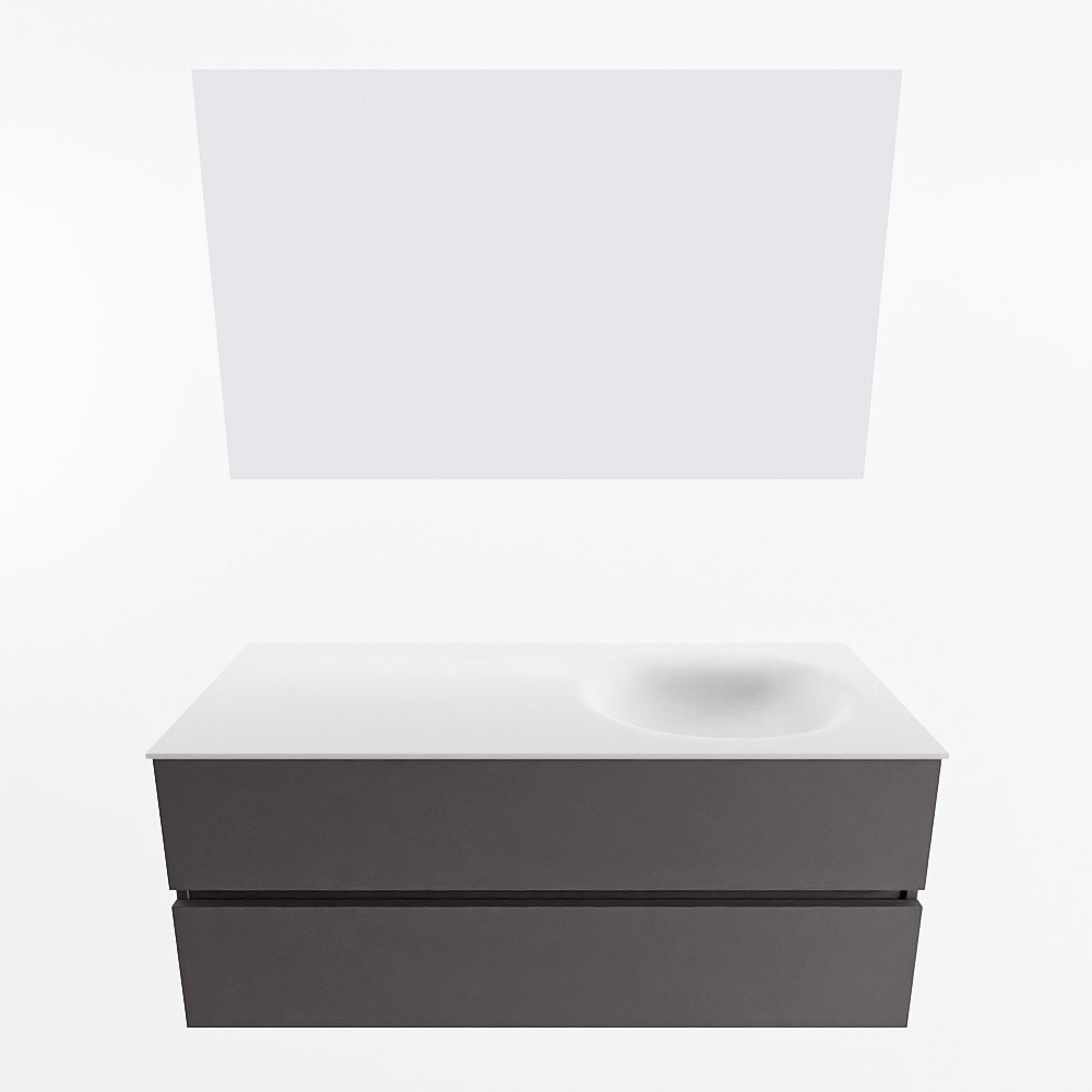 MONDIAZ VICA 120cm mueble de baño Dark Grey 2 cajones. Lavabo MOON Derecho sin orificio color Talc con espejo LED. 5 MONDIAZ VICA 120cm mueble de baño Dark Grey 2 cajones. Lavabo MOON Derecho sin orificio color Talc con espejo LED. - Imagen 5