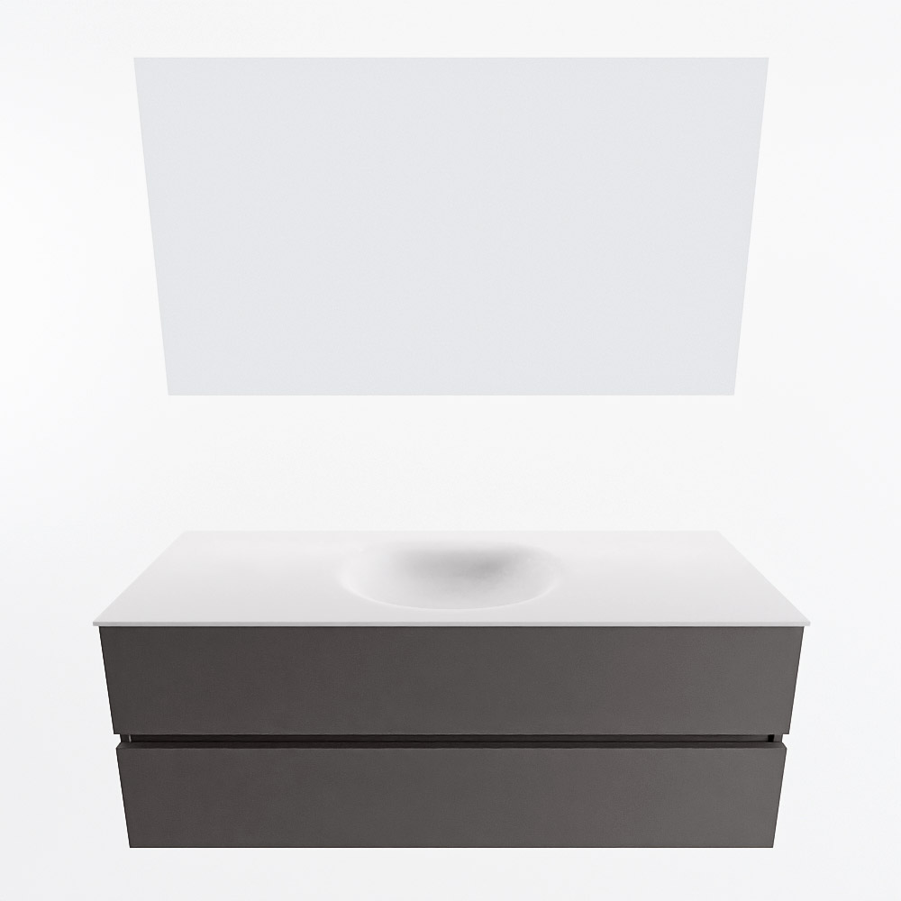 MONDIAZ VICA 130cm mueble de baño Dark Grey 2 cajones. Lavabo MOON Centro sin orificio color Talc con espejo LED. 4 MONDIAZ VICA 130cm mueble de baño Dark Grey 2 cajones. Lavabo MOON Centro sin orificio color Talc con espejo LED. - Imagen 5