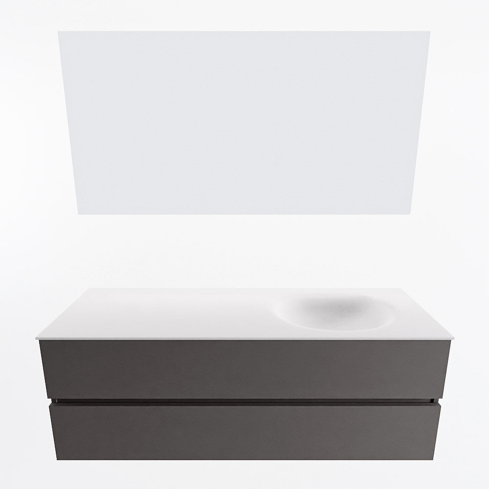 MONDIAZ VICA 140cm mueble de baño Dark Grey 2 cajones. Lavabo MOON Derecho 1 orificio color Talc con espejo LED. 5 MONDIAZ VICA 140cm mueble de baño Dark Grey 2 cajones. Lavabo MOON Derecho 1 orificio color Talc con espejo LED. - Imagen 5
