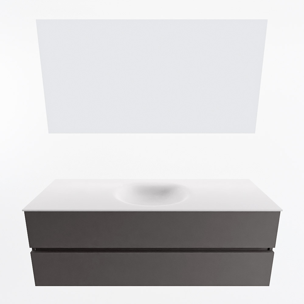 MONDIAZ VICA 140cm mueble de baño Dark Grey 2 cajones. Lavabo MOON Centro sin orificio color Talc con espejo LED. 5 MONDIAZ VICA 140cm mueble de baño Dark Grey 2 cajones. Lavabo MOON Centro sin orificio color Talc con espejo LED. - Imagen 5