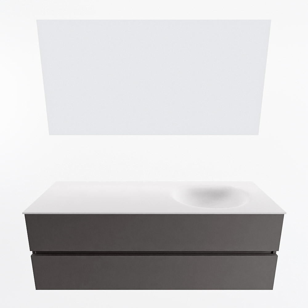 MONDIAZ VICA 140cm mueble de baño Dark Grey 2 cajones. Lavabo MOON Derecho sin orificio color Talc con espejo LED. 5 MONDIAZ VICA 140cm mueble de baño Dark Grey 2 cajones. Lavabo MOON Derecho sin orificio color Talc con espejo LED. - Imagen 5