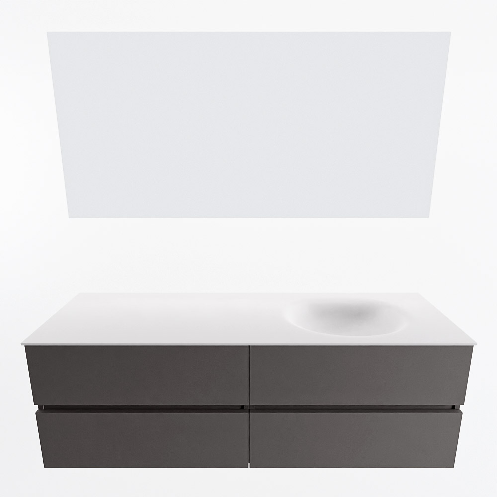 MONDIAZ VICA 150cm mueble de baño Dark Grey 4 cajones. Lavabo MOON Derecho 1 orificio color Talc con espejo LED. 5 MONDIAZ VICA 150cm mueble de baño Dark Grey 4 cajones. Lavabo MOON Derecho 1 orificio color Talc con espejo LED. - Imagen 5