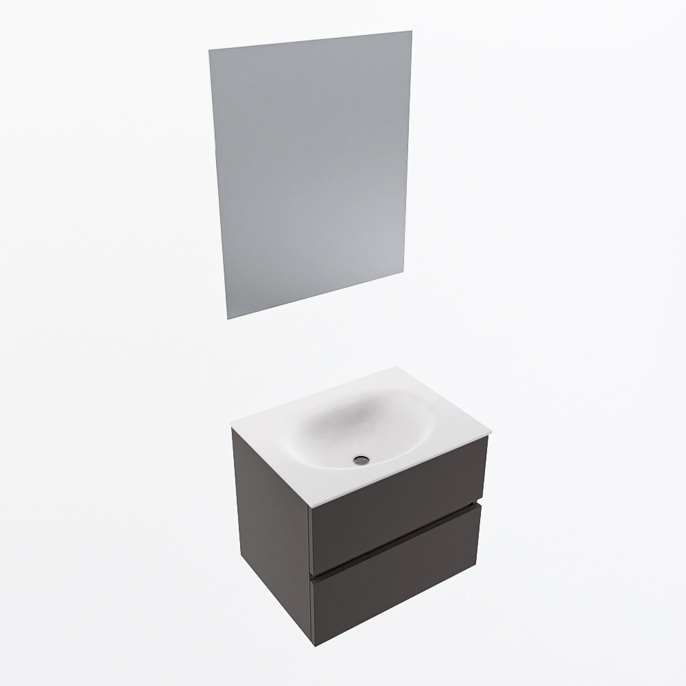 MONDIAZ VICA 60cm mueble de baño Dark Grey 2 cajones. Lavabo MOON Centro 1 orificio color Talc con espejo LED. 6 MONDIAZ VICA 60cm mueble de baño Dark Grey 2 cajones. Lavabo MOON Centro 1 orificio color Talc con espejo LED. - Imagen 6